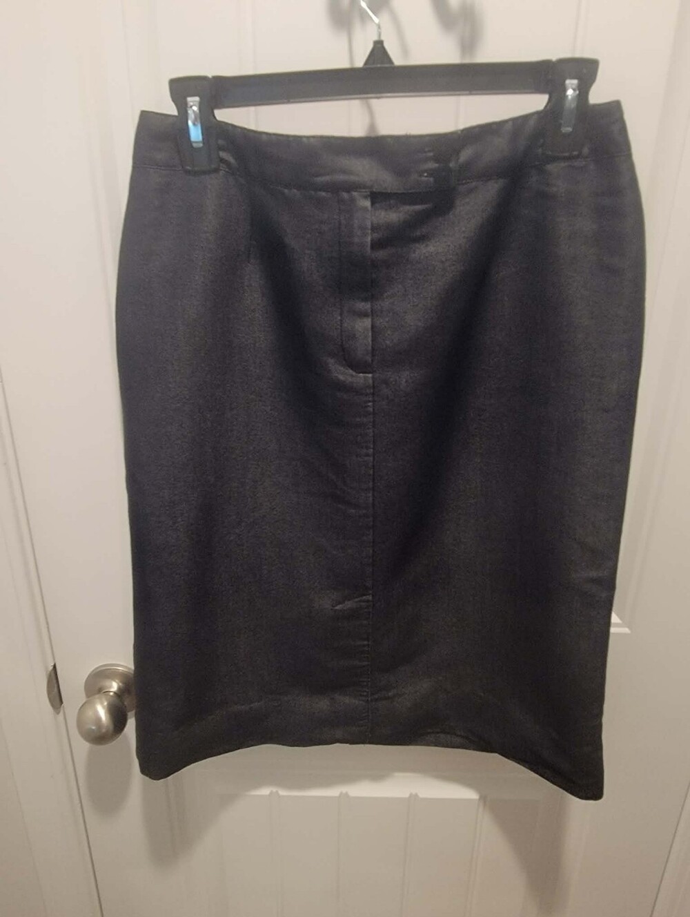 Vintage Norton McNaughton Petites Sz6P Black Chambray Midi Skirt Business Casual